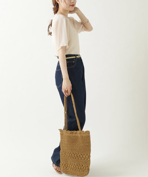 RAY CASSIN（レイカズン）の「ペーパー雑材トートバッグ（トートバッグ・レディース・ベージュ/ブラウン/カーキ・FREE）」の4枚目の写真