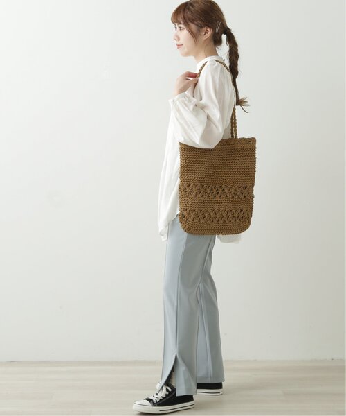 RAY CASSIN（レイカズン）の「ペーパー雑材トートバッグ（トートバッグ・レディース・ベージュ/ブラウン/カーキ・FREE）」の9枚目の写真