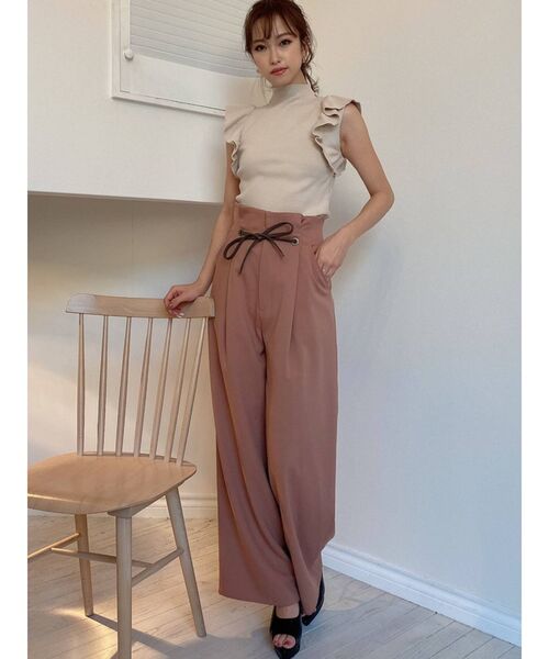 RESEXXY（リゼクシー）の「合皮リボンストレートワイドパンツ（その他パンツ・レディース・ピンク/アイボリー/モカ・FREE）」の20枚目の写真