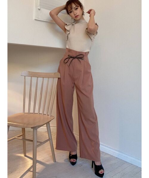 RESEXXY（リゼクシー）の「合皮リボンストレートワイドパンツ（その他パンツ・レディース・ピンク/アイボリー/モカ・FREE）」の19枚目の写真