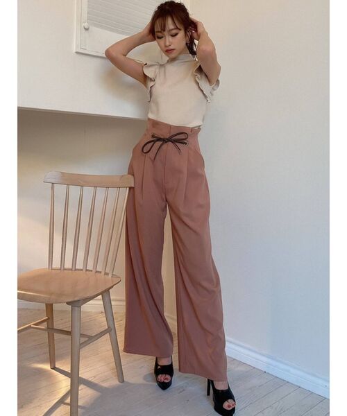 RESEXXY（リゼクシー）の「合皮リボンストレートワイドパンツ（その他パンツ・レディース・ピンク/アイボリー/モカ・FREE）」の18枚目の写真