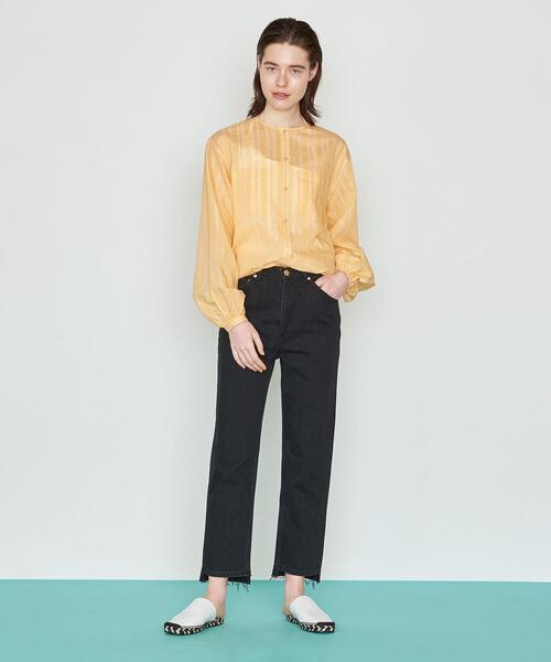 AEWEN MATOPH（イウエン マトフ）の「＜AEWEN MATOPH（イウエン マトフ）＞ラメ ストライプ ボリュームスリーブ ブラウス（シャツ/ブラウス・レディース・オレンジ/ホワイト・FREE）」の5枚目の写真