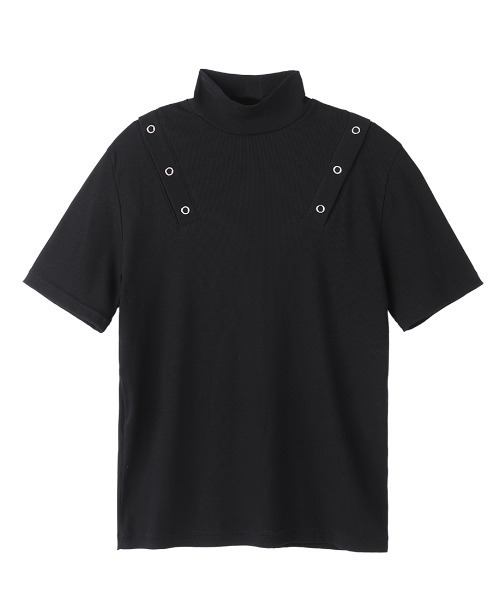 JOHN LAWRENCE SULLIVAN（ジョンローレンスサリバン）の「SHOULDER BUTTON HI NECK T-SHIRT（Tシャツ/カットソー・レディース・ブラック/ホワイト・MEDIUM）」の2枚目の写真
