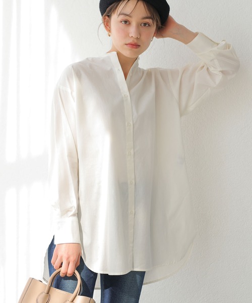 earth music&ecology(アースミュージックアンドエコロジー)の「シャツチュニック *(シャツ/ブラウス・レディース・サックスブルー/オフホワイト/イエロー/ラベンダー/ストライプ/ブルー系その他7・FREE)」の1枚目の写真