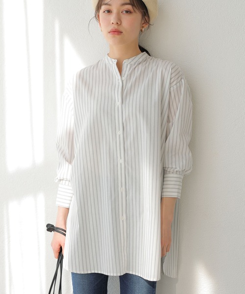 earth music&ecology(アースミュージックアンドエコロジー)の「シャツチュニック *(シャツ/ブラウス・レディース・サックスブルー/オフホワイト/イエロー/ラベンダー/ストライプ/ブルー系その他7・FREE)」の6枚目の写真