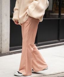 WEGO/【カラバリ豊富】ポンチセンタープレスフレアパンツ