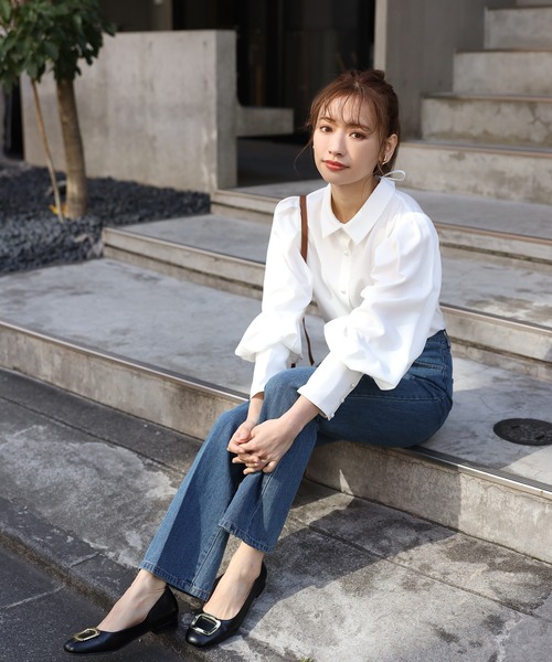 one after another NICE CLAUP(ワンアフターアナザーナイスクラップ)の「極みフレアデニムパンツ(デニムパンツ・レディース・ネイビー/ブルー・SMALL/MEDIUM/SS)」の15枚目の写真