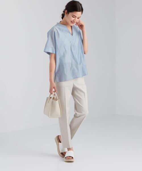 green label relaxing(グリーンレーベルリラクシング)の「FFC カールマイヤー コクーン スキッパー ブラウス <フリーサイズ>(シャツ/ブラウス・レディース・ベージュ/ライム/ダークグレー/ロイヤルブルー・FREE)」の12枚目の写真