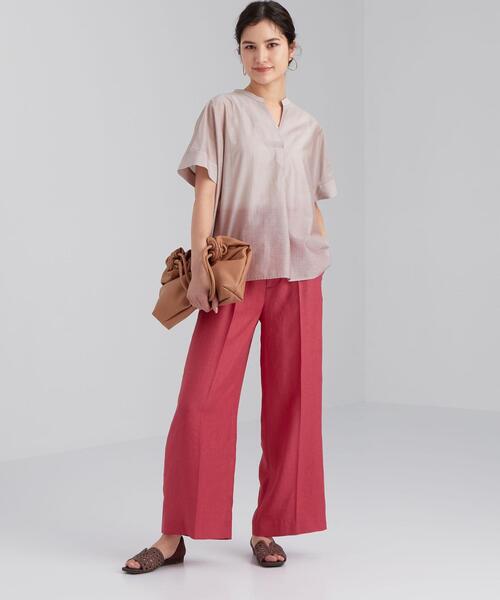 green label relaxing(グリーンレーベルリラクシング)の「FFC カールマイヤー コクーン スキッパー ブラウス <フリーサイズ>(シャツ/ブラウス・レディース・ベージュ/ライム/ダークグレー/ロイヤルブルー・FREE)」の14枚目の写真