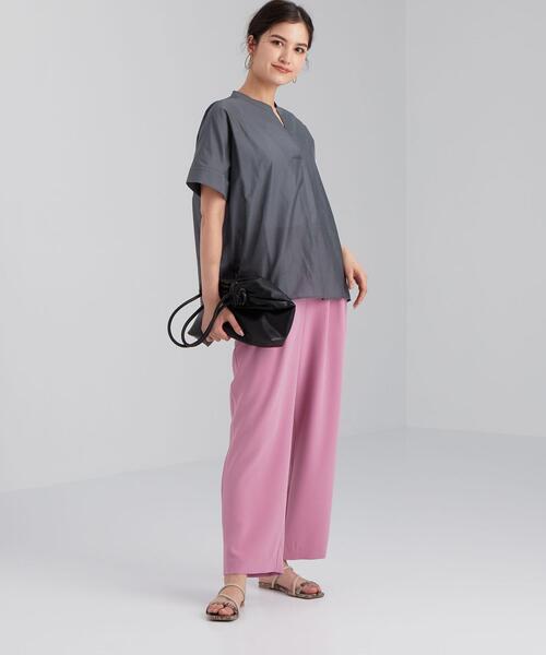 green label relaxing(グリーンレーベルリラクシング)の「FFC カールマイヤー コクーン スキッパー ブラウス <フリーサイズ>(シャツ/ブラウス・レディース・ベージュ/ライム/ダークグレー/ロイヤルブルー・FREE)」の18枚目の写真