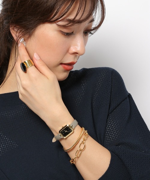 BARNYARDSTORM(バンヤードストーム)の「BARNYARDSTORM / 【otonaMUSE8月号掲載 佐田真由美さん着用】角フレームスリムウォッチ(アナログ腕時計・レディース・キャメル/ブラック/グレー・FREE)」の2枚目の写真