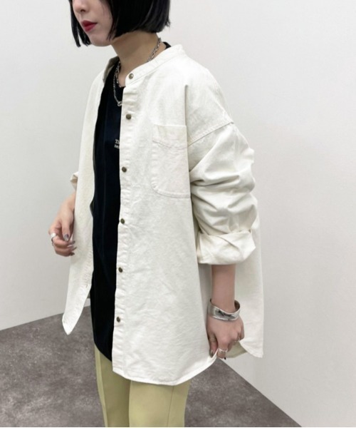 apres jour mignon(アプレジュールミニョン)の「デニムバンドカラーBIGシャツ【ZOZOTOWN限定アイテム】(シャツ/ブラウス・レディース・オフホワイト/ブルー/ブラック・フリー/X-LARGE)」の13枚目の写真