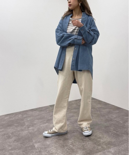 apres jour mignon(アプレジュールミニョン)の「デニムバンドカラーBIGシャツ【ZOZOTOWN限定アイテム】(シャツ/ブラウス・レディース・オフホワイト/ブルー/ブラック・フリー/X-LARGE)」の9枚目の写真