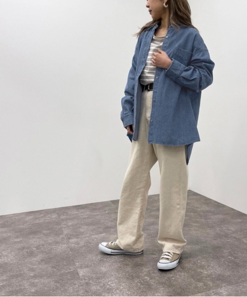 apres jour mignon(アプレジュールミニョン)の「デニムバンドカラーBIGシャツ【ZOZOTOWN限定アイテム】(シャツ/ブラウス・レディース・オフホワイト/ブルー/ブラック・フリー/X-LARGE)」の10枚目の写真