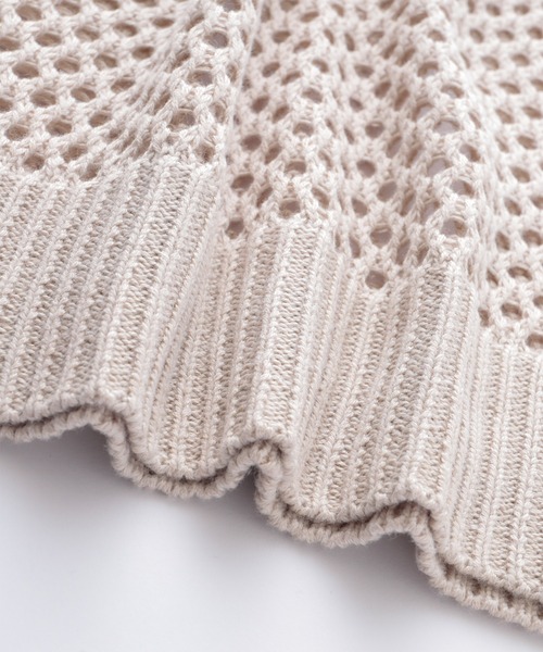 BONLECILL（ボンルシール）の「透かし編みサイドスリットメッシュニットベスト（ベスト・レディース・ベージュ/ブラウン/カーキ・FREE）」の4枚目の写真