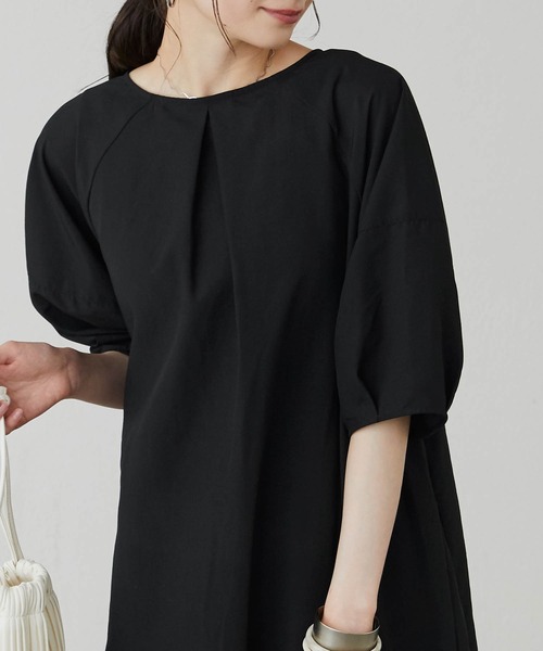 BONLECILL（ボンルシール）の「スパンブロード ラグランパフスリーブ2WAYワンピース（ワンピース・レディース・ブラック/ベージュ/イエロー・FREE）」の19枚目の写真