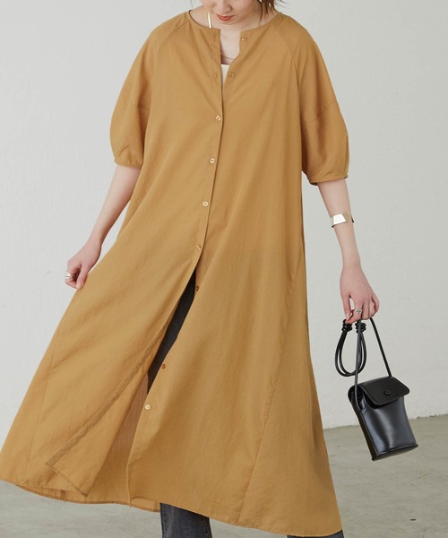 BONLECILL（ボンルシール）の「スパンブロード ラグランパフスリーブ2WAYワンピース（ワンピース・レディース・ブラック/ベージュ/イエロー・FREE）」の21枚目の写真