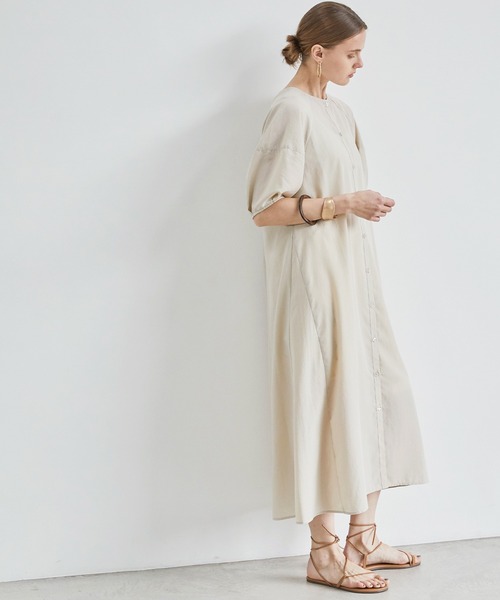 BONLECILL（ボンルシール）の「スパンブロード ラグランパフスリーブ2WAYワンピース（ワンピース・レディース・ブラック/ベージュ/イエロー・FREE）」の4枚目の写真