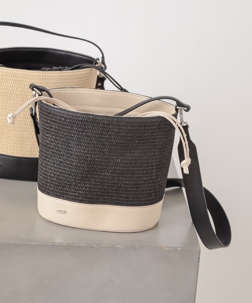 Chico（チコ）の「巾着付きペーパーバケツバック（かごバッグ・レディース・ブラック/アイボリー・FREE）」の17枚目の写真