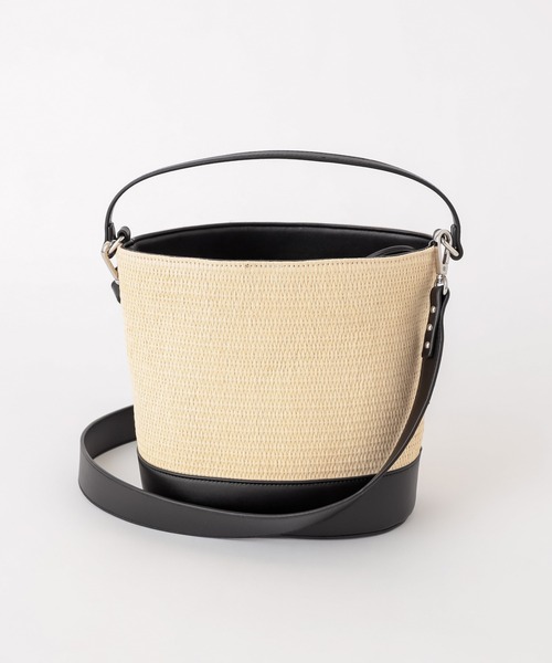 Chico（チコ）の「巾着付きペーパーバケツバック（かごバッグ・レディース・ブラック/アイボリー・FREE）」の11枚目の写真