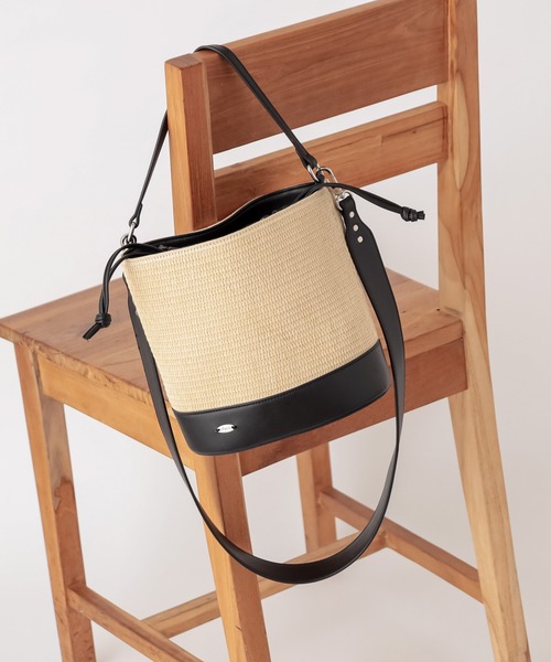 Chico（チコ）の「巾着付きペーパーバケツバック（かごバッグ・レディース・ブラック/アイボリー・FREE）」の12枚目の写真