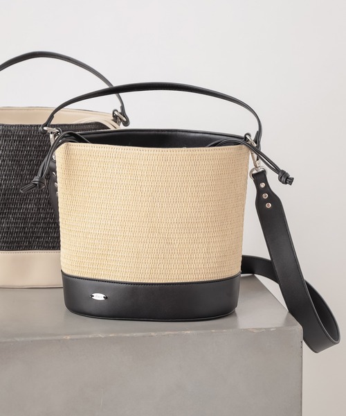 Chico（チコ）の「巾着付きペーパーバケツバック（かごバッグ・レディース・ブラック/アイボリー・FREE）」の20枚目の写真