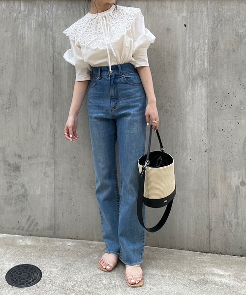 Chico（チコ）の「巾着付きペーパーバケツバック（かごバッグ・レディース・ブラック/アイボリー・FREE）」の10枚目の写真