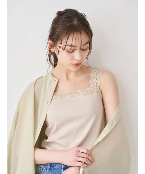 earth music&ecology（アースミュージックアンドエコロジー）の「レース付きリブタンクトップ ＊（タンクトップ・レディース・サックスブルー/ライトピンク/ライトベージュ/アイボリー・S/M）」の22枚目の写真