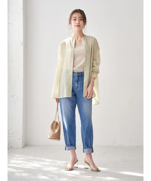 earth music&ecology（アースミュージックアンドエコロジー）の「レース付きリブタンクトップ ＊（タンクトップ・レディース・サックスブルー/ライトピンク/ライトベージュ/アイボリー・S/M）」の21枚目の写真