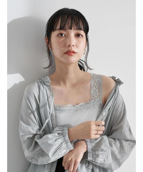 earth music&ecology（アースミュージックアンドエコロジー）の「レース付きリブタンクトップ ＊（タンクトップ・レディース・サックスブルー/ライトピンク/ライトベージュ/アイボリー・S/M）」の19枚目の写真