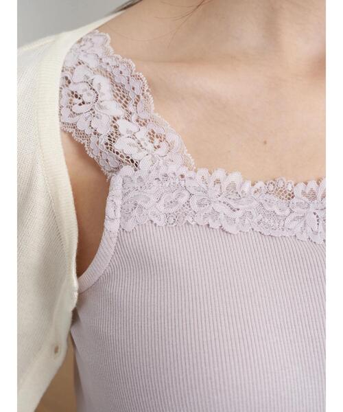 earth music&ecology（アースミュージックアンドエコロジー）の「レース付きリブタンクトップ ＊（タンクトップ・レディース・サックスブルー/ライトピンク/ライトベージュ/アイボリー・S/M）」の15枚目の写真