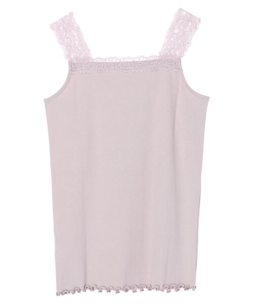 earth music&ecology（アースミュージックアンドエコロジー）の「レース付きリブタンクトップ ＊（タンクトップ・レディース・サックスブルー/ライトピンク/ライトベージュ/アイボリー・S/M）」の14枚目の写真