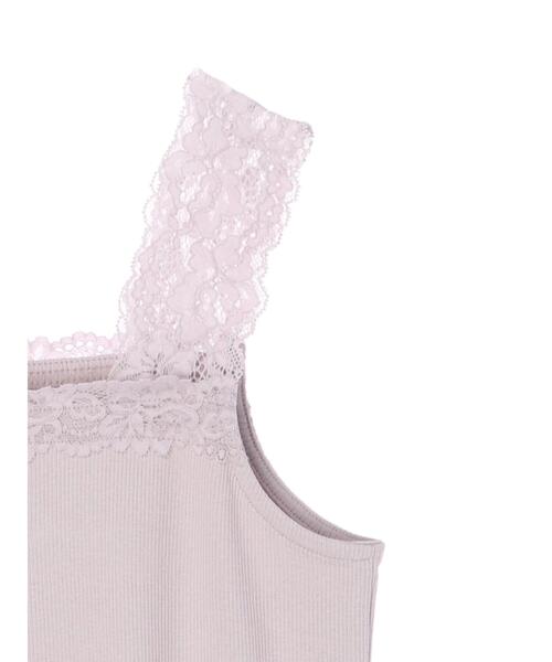 earth music&ecology（アースミュージックアンドエコロジー）の「レース付きリブタンクトップ ＊（タンクトップ・レディース・サックスブルー/ライトピンク/ライトベージュ/アイボリー・S/M）」の12枚目の写真