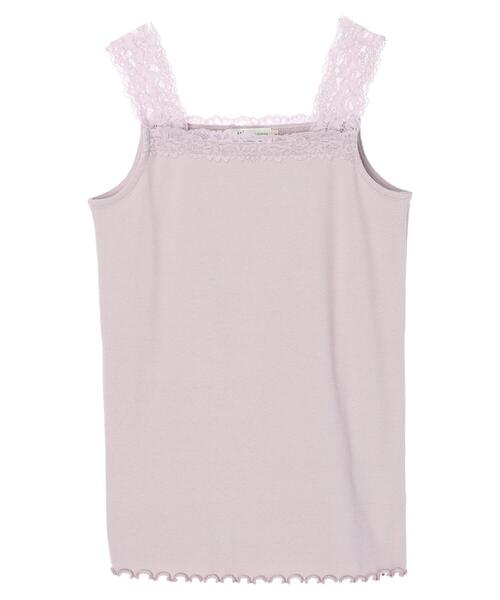 earth music&ecology（アースミュージックアンドエコロジー）の「レース付きリブタンクトップ ＊（タンクトップ・レディース・サックスブルー/ライトピンク/ライトベージュ/アイボリー・S/M）」の9枚目の写真