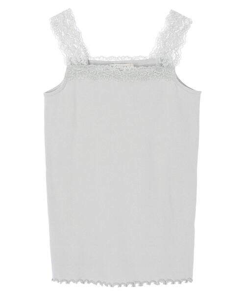 earth music&ecology（アースミュージックアンドエコロジー）の「レース付きリブタンクトップ ＊（タンクトップ・レディース・サックスブルー/ライトピンク/ライトベージュ/アイボリー・S/M）」の7枚目の写真
