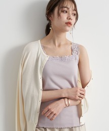 earth music&ecology | レース付きリブタンクトップ ＊(タンクトップ)