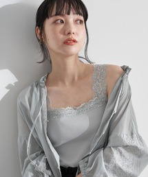 earth music&ecology | レース付きリブタンクトップ ＊(タンクトップ)