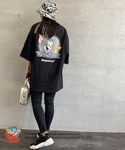 B ONE SOUL（ビーワンソウル）の「【WEB限定】[SEQUENCE BY B-ONE-SOUL/シークエンス] トムとジェリー サークルロゴバックプリントTシャツ（Tシャツ/カットソー・レディース・パープル/ホワイト/ブラック・XL/M/L）」の2枚目の写真