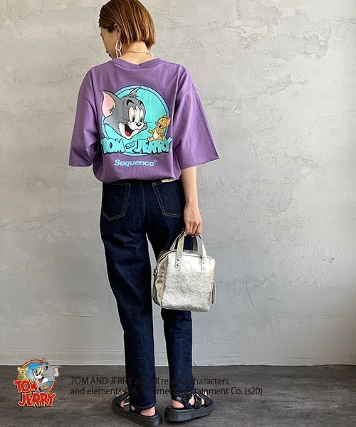 B ONE SOUL（ビーワンソウル）の「【WEB限定】[SEQUENCE BY B-ONE-SOUL/シークエンス] トムとジェリー サークルロゴバックプリントTシャツ（Tシャツ/カットソー・レディース・パープル/ホワイト/ブラック・XL/M/L）」の10枚目の写真