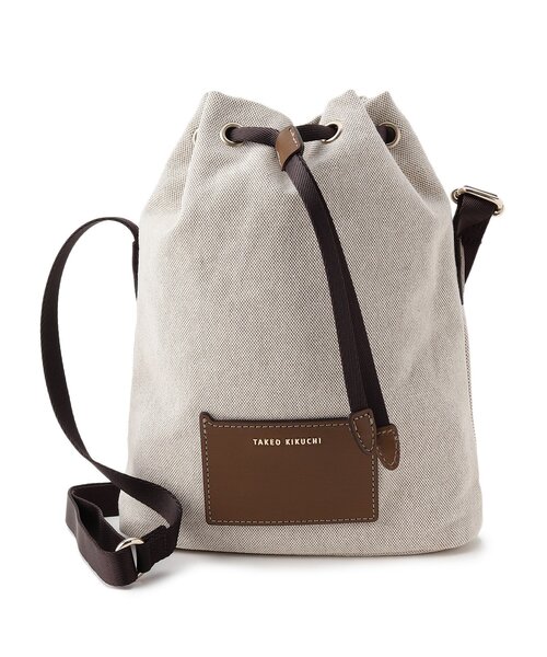TAKEO KIKUCHI（タケオキクチ）の「◆シャンブレーキャンバス レザーコンビ 巾着 ショルダーバッグ（ショルダーバッグ・メンズ・ブラック系4/ブラウン系5・00）」の3枚目の写真
