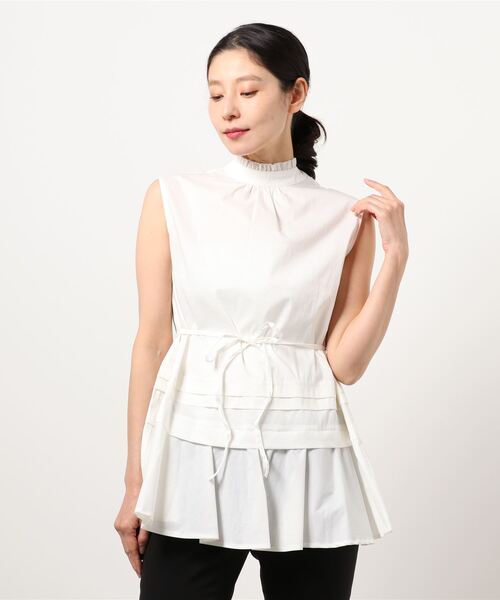 N.(N. Natural Beauty Basic)(エヌエヌナチュラルビューティーベーシック)の「キリピコフリルネックブラウス(シャツ/ブラウス・レディース・ホワイト/グレー系その他/ブラック・MEDIUM)」の9枚目の写真