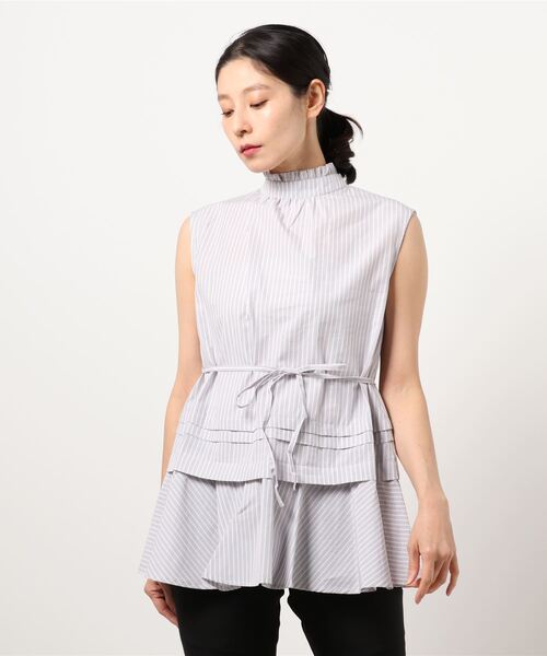 N.(N. Natural Beauty Basic)(エヌエヌナチュラルビューティーベーシック)の「キリピコフリルネックブラウス(シャツ/ブラウス・レディース・ホワイト/グレー系その他/ブラック・MEDIUM)」の13枚目の写真