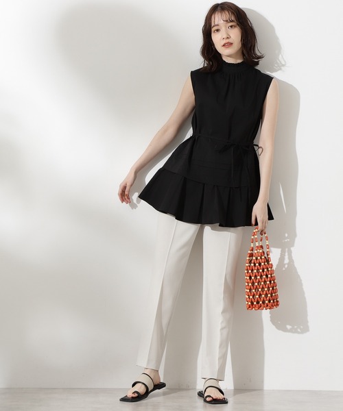 N.(N. Natural Beauty Basic)(エヌエヌナチュラルビューティーベーシック)の「キリピコフリルネックブラウス(シャツ/ブラウス・レディース・ホワイト/グレー系その他/ブラック・MEDIUM)」の21枚目の写真