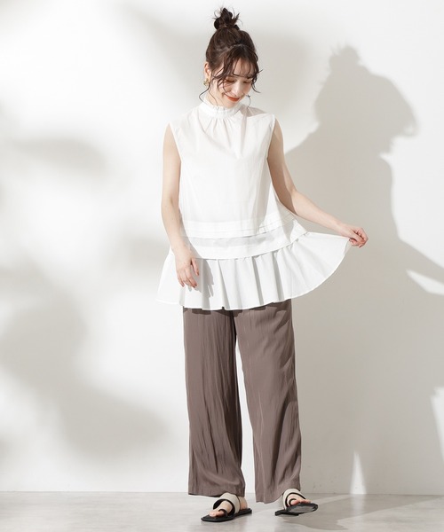 N.(N. Natural Beauty Basic)(エヌエヌナチュラルビューティーベーシック)の「キリピコフリルネックブラウス(シャツ/ブラウス・レディース・ホワイト/グレー系その他/ブラック・MEDIUM)」の16枚目の写真