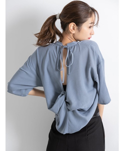fifth(フィフス)の「バックシャン前後差スキッパーシャツ(シャツ/ブラウス・レディース・ブラック/ブルー系その他・MEDIUM)」の1枚目の写真