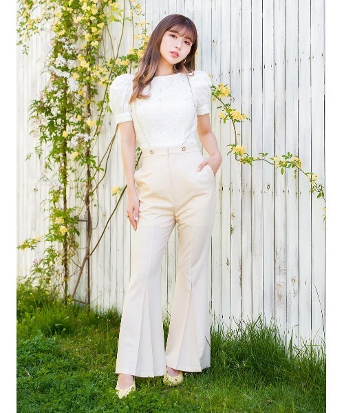 Darich(ダーリッチ)の「ショルダーチェーンフレアパンツ(その他パンツ・レディース・ピンク/ライム/アイボリー・S/M)」の4枚目の写真