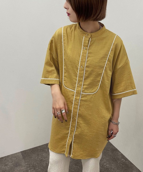 apres jour mignon(アプレジュールミニョン)の「パイピングヨークバンドシャツ【ZOZOTOWN限定アイテム】(シャツ/ブラウス・レディース・ブラック/オレンジ/オフホワイト/その他・X-LARGE/フリー)」の4枚目の写真