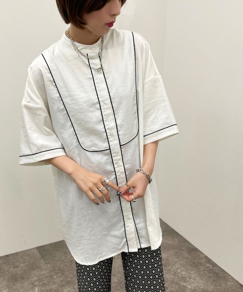 apres jour mignon(アプレジュールミニョン)の「パイピングヨークバンドシャツ【ZOZOTOWN限定アイテム】(シャツ/ブラウス・レディース・ブラック/オレンジ/オフホワイト/その他・X-LARGE/フリー)」の18枚目の写真
