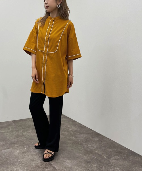 apres jour mignon(アプレジュールミニョン)の「パイピングヨークバンドシャツ【ZOZOTOWN限定アイテム】(シャツ/ブラウス・レディース・ブラック/オレンジ/オフホワイト/その他・X-LARGE/フリー)」の9枚目の写真