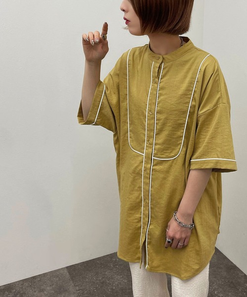 apres jour mignon(アプレジュールミニョン)の「パイピングヨークバンドシャツ【ZOZOTOWN限定アイテム】(シャツ/ブラウス・レディース・ブラック/オレンジ/オフホワイト/その他・X-LARGE/フリー)」の12枚目の写真